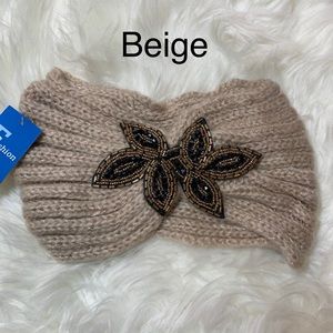 Knitted Headwrap Ear Warmer with Beaded Bling